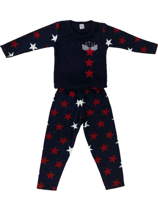 Stars Αγορίστικη Fleece Πυτζάμα Μπλε W23