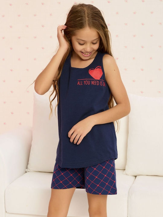 Pijamale Copii Fete Misenza Love Bumbac Albastru Închis