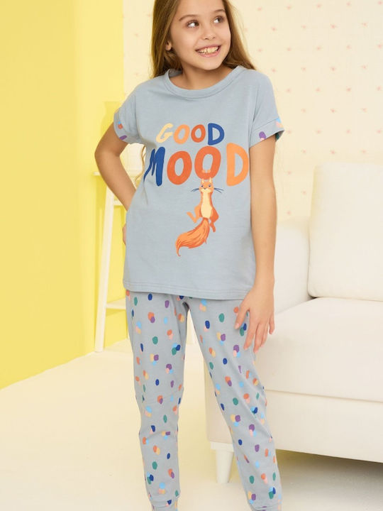 Pijamale Copii Misenza Tina Bumbac Gri Deschis