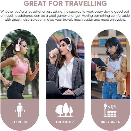 Sonic Gear Airphone 6 Wireless / Wired Over Ear Headphones with 10 hours of Operation Mauve Pink