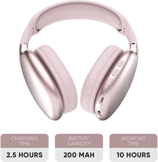 Sonic Gear Airphone 6 Wireless / Wired Over Ear Headphones with 10 hours of Operation Mauve Pink