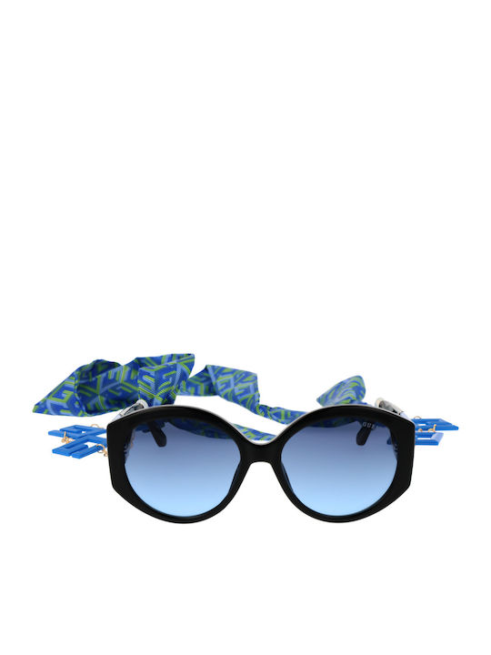 Guess Women's Sunglasses with Black Plastic Frame and Blue Gradient Lens GU7917 92W