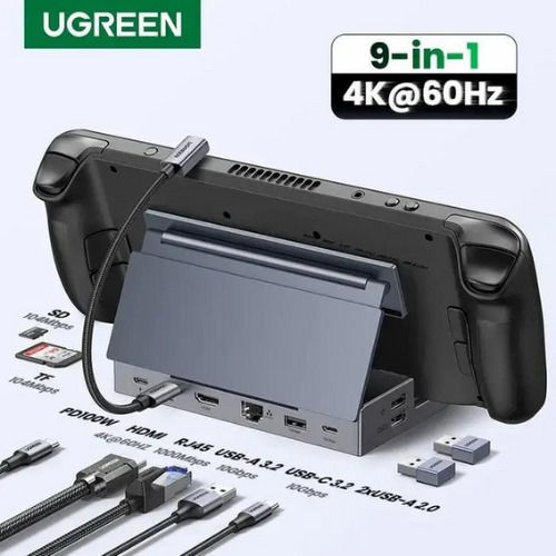 Ugreen 9-in-1 Steam Deck USB-C Docking Station με HDMI 4K PD Ethernet Γκρι