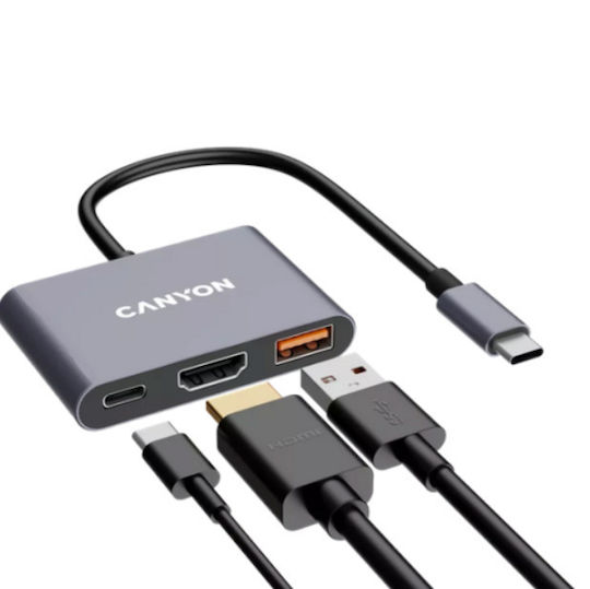 Canyon USB-C Laptop Docking Station with HDMI 4K PowerDelivery Gray