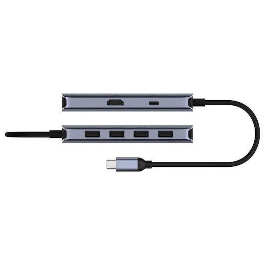 Cudy UH500 USB-C Докинг станция с HDMI 4K PD Етърнет Сив