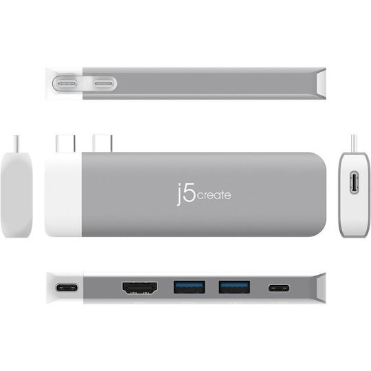 J5create JCD394 USB-C Docking Station με HDMI 4K PD Γκρι