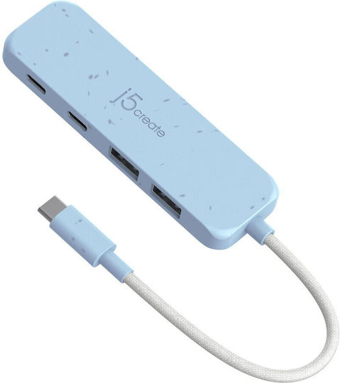 J5create Hub 4 Θυρών USB 2.0 με σύνδεση USB-C
