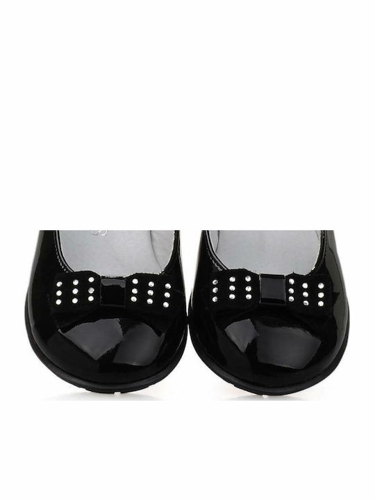 Kids Patent Leather Ballerinas with Hoop & Loop Closure Black 14006