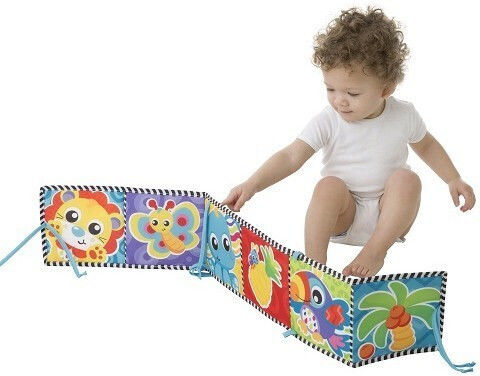 Playgro Carte de Activități Convertible Tummy Time Mirror and Book din Țesătură cu muzică pentru 0++ Luni