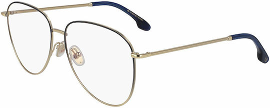 Victoria Beckham Damen Metallisches Brillengestell Blau VB2116 416
