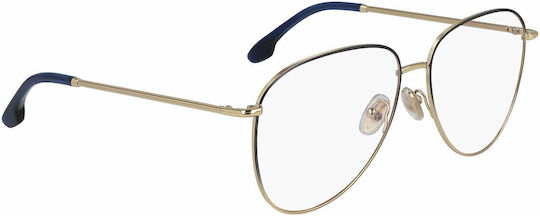 Victoria Beckham Damen Metallisches Brillengestell Blau VB2116 416