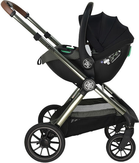 Bebe Stars Onyx Verstellbar 3 in 1 Baby Kinderwagen Geeignet für Neugeborene Olive