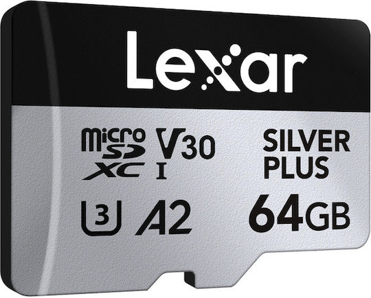 Lexar Professionelle Silber Plus microSDXC 64GB U3 V30 A2 UHS-I 205MB/s mit Adapter