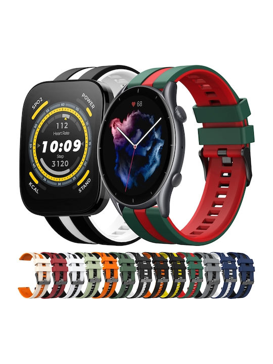 Amazfit Gtr 3 22mm Two-Tone Sports Silicone Watch Strap Orange+Black