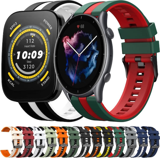Amazfit GTR 3 Pro 22mm Zweifarbiges Sport Silikonarmband Orange+Schwarz