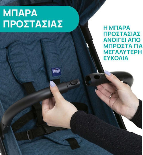 Chicco Trolley Me Baby Stroller Suitable for Newborn Calypso Blue 7.1kg