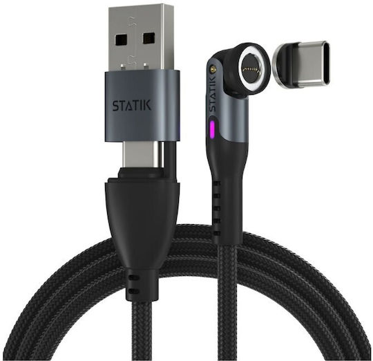 Statik Magnetisch / Geflochten USB zu Typ-C,TC-TC / Micro-USB / Blitzschlag Kabel Schwarz 2m (PUP-0520-6FT)