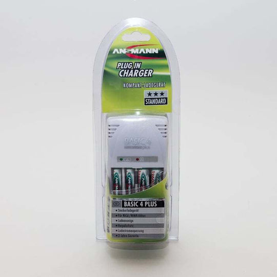 Ansmann Basic 4 Plus Ladegerät 4 Batterien Ni-MH Größe AA/AAA in Weiß Farbe