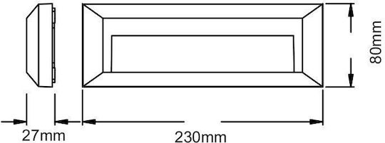 Aca SLIM32 Wall-Mounted Outdoor LED Ceiling Lamp IP65 2W with Warm White Light 23x8x2.7cm