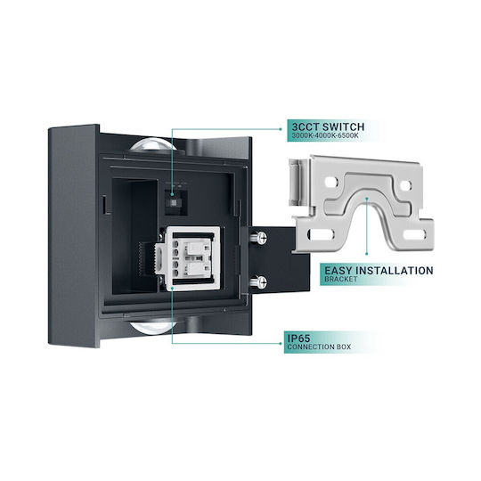 Braytron Wall-Mounted Outdoor LED Spot IP65 2W with Adjustable White Light 11x10x4.1cm