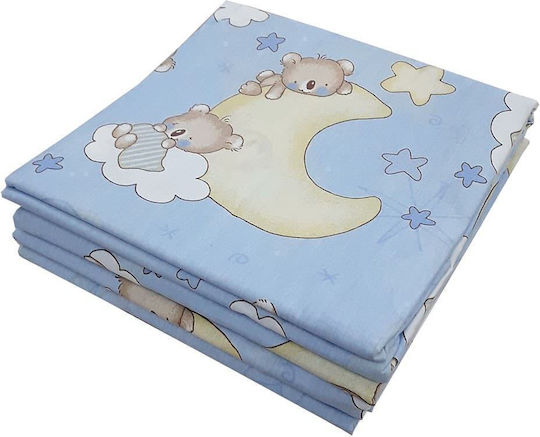 Beboulino Copertă de Pătuț Bear Stars Albastru 110x150cm.