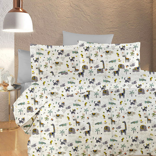 Dimcol Бебешка Долна Калъфка Bebe White-Grey 120x160см.