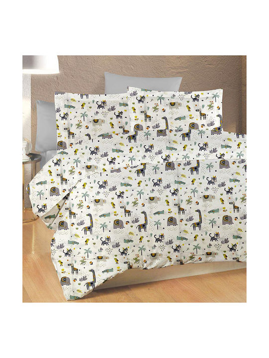 Dimcol Baby Duvet Cover Bebe White-Grey 120x160cm