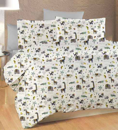 Dimcol Бебешка Долна Калъфка Bebe White-Grey 120x160см.