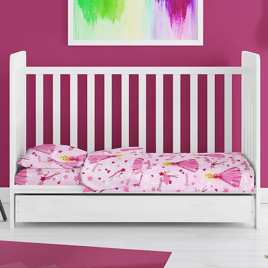 Dimcol Βρεφική Παπλωματοθήκη Bebe Princess Pink 120x160εκ.