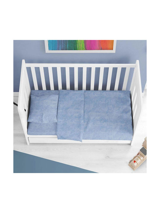 Dimcol Βρεφική Παπλωματοθήκη Bebe Premium Shadow Sky Blue 120x160εκ.