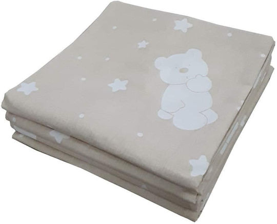 Beboulino Cearceaf pentru Copii Bear Stars Bej 110x150cm.