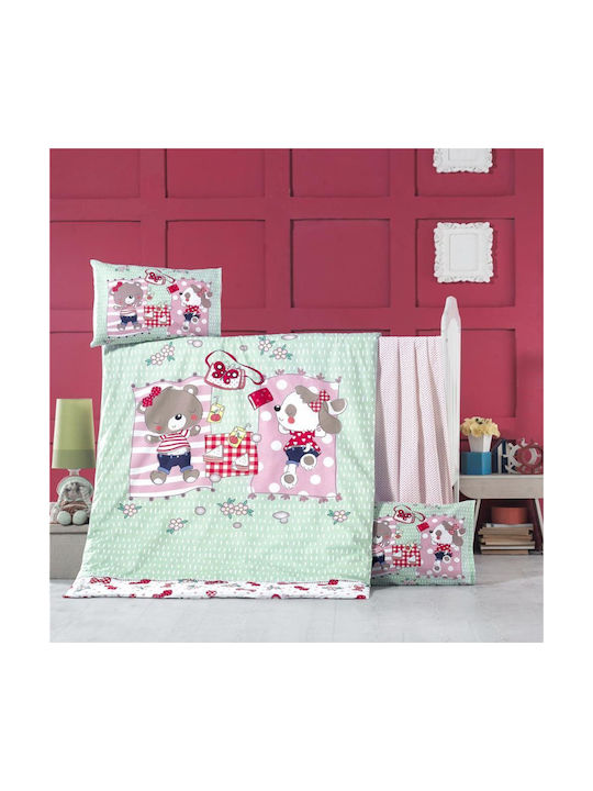 Rythmos Сет Бебешка Долен Калъф с Калъфка за Възглавница Sleepy Зелен 100x150см.