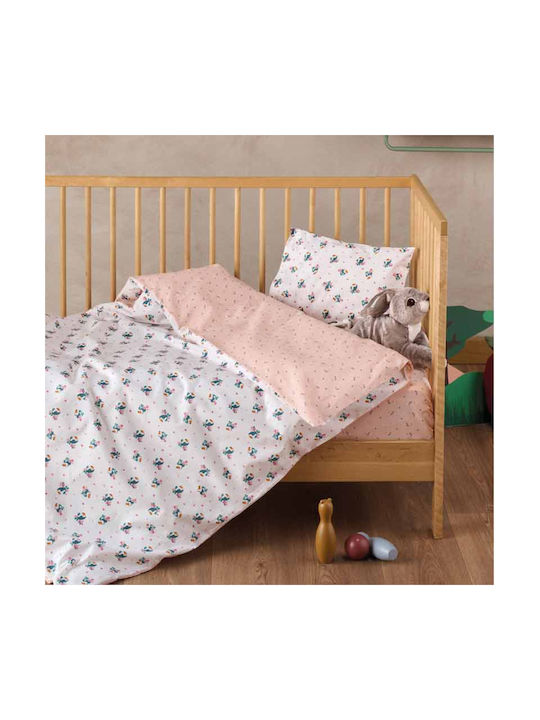 Kentia Baby Duvet Cover Set With Pillowcase Taiko White Pink 100x140cm