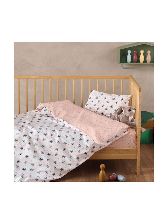 Kentia Baby Duvet Cover Set With Pillowcase Taiko White Pink 100x140cm