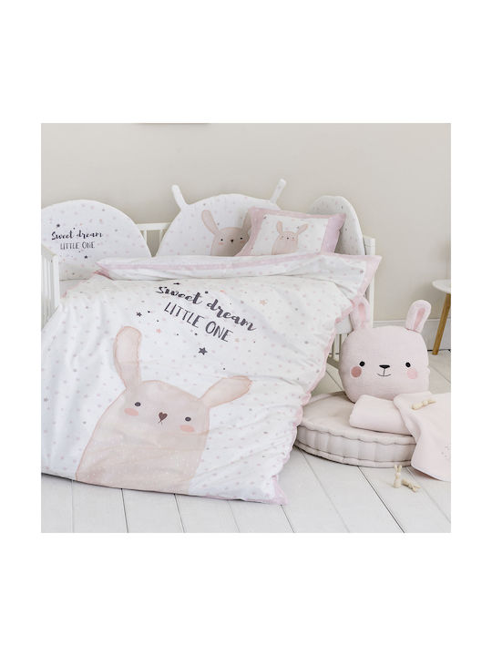 Nima Baby Duvet Cover Set With Pillowcase Bunny Pink 110x145cm