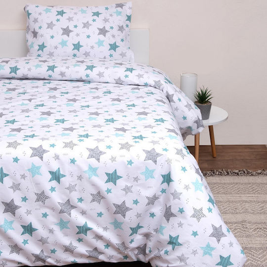 Viopros Set Baby Duvet Cover with Pillowcase Seirios White 120x160cm