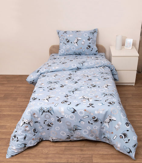Viopros Set Copertă de Pătuț cu Față de Pernă Blue 120x160cm.