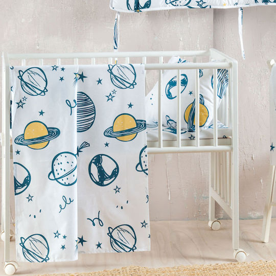 Rythmos Baby Duvet Cover Set With Pillowcase Saturn White 110x160cm