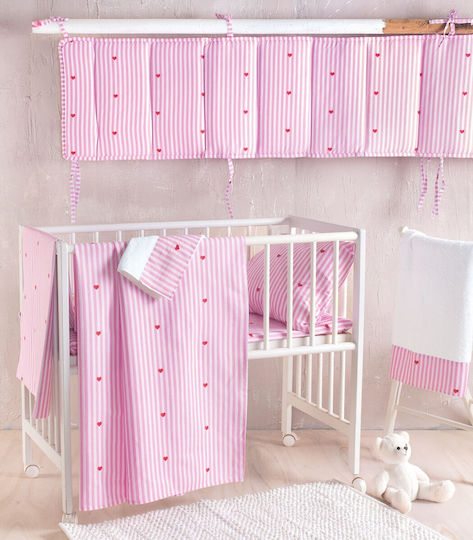 Rythmos Baby Bettbezug Set mit Kissenbezug Young Heart Rosa 110x160cm.