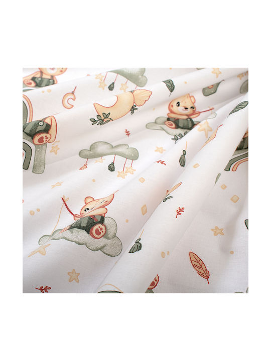 24home.gr Baby Duvet Cover Cloudy Bear White-Olive 120x160cm