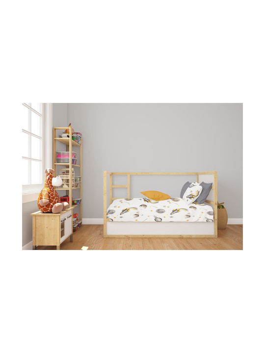Dimcol Baby Duvet Cover Bebe Space White-grey 120x160cm