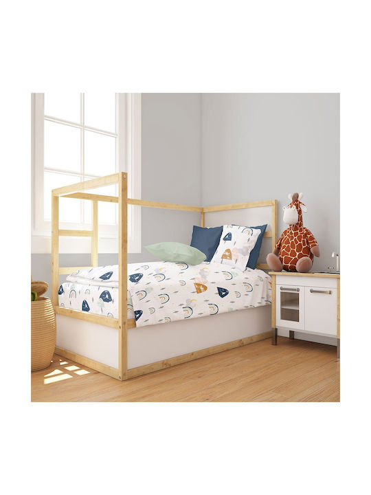 Dimcol Baby Duvet Cover Rainbow 574 White Blue 120x160cm