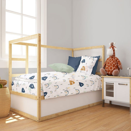 Dimcol Baby Duvet Cover Rainbow 574 White Blue 120x160cm