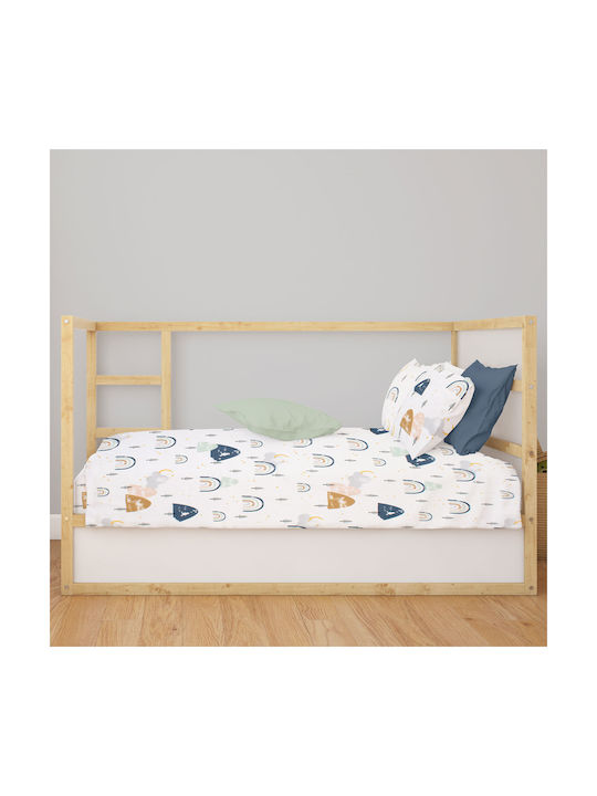 Dimcol Cearceaf Pentru Bebeluşi Rainbow 574 Alb-Albastru 120x160cm Dimcol Cearceaf Pentru Bebeluşi Rainbow 574 Alb-Albastru 120x160cm