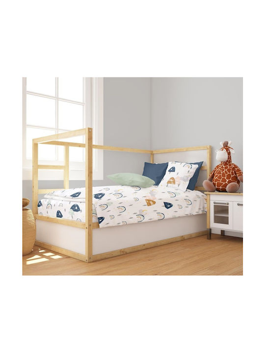 Dimcol Baby Duvet Cover Rainbow 574 White Blue 120x160cm
