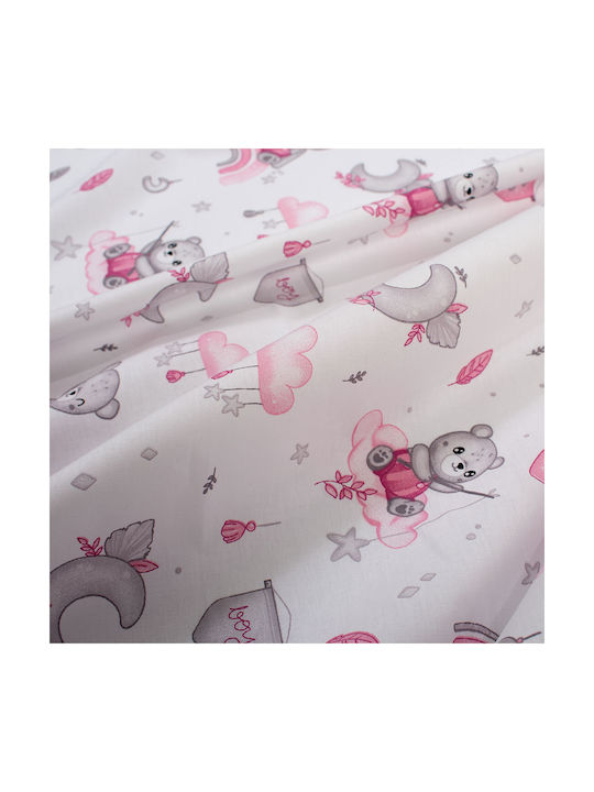24home.gr Baby Duvet Cover Cloudy Bear White-Pink 120x160cm