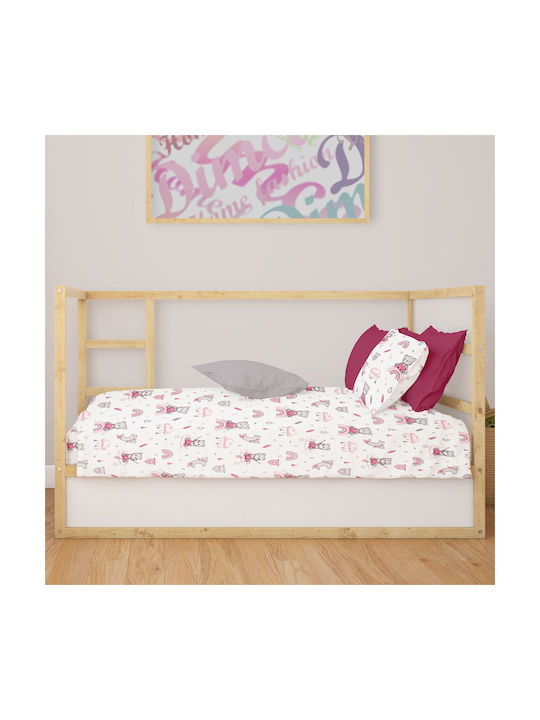24home.gr Cearceaf Pentru Bebeluş Cloudy Bear Alb-Roz 120x160 cm 24home.gr Cearceaf Pentru Bebeluş Cloudy Bear Alb-Roz 120x160 cm