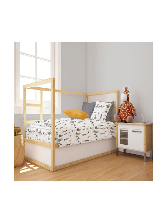 Dimcol Βρεφική Παπλωματοθήκη Bebe White-grey 120x160εκ.