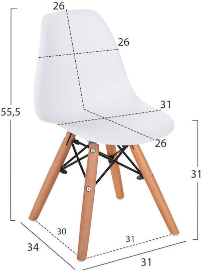 Παιδική Καρέκλα Twist Kid Λευκή 28x30.5x59εκ.