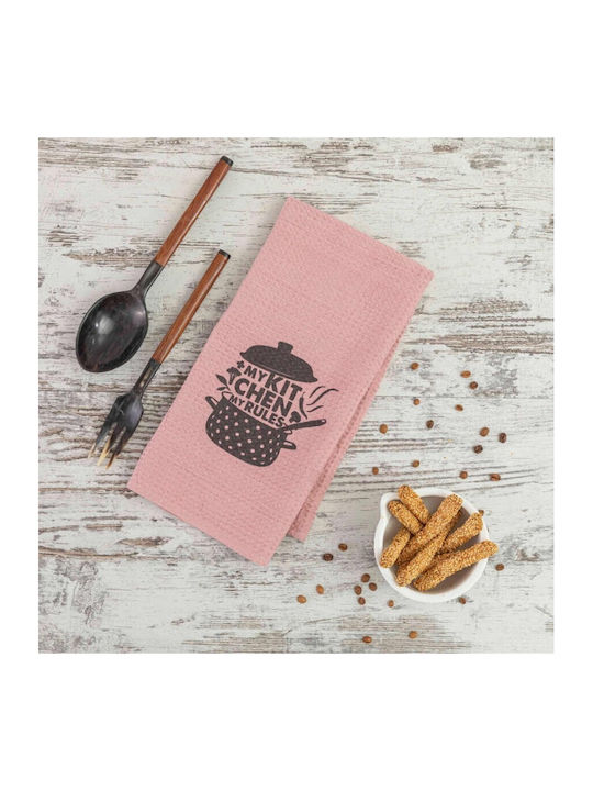 Borea Waffle Digital Print Ποτηρόπανο από 100% Βαμβάκι σε Μπλε Χρώμα 50x70cm